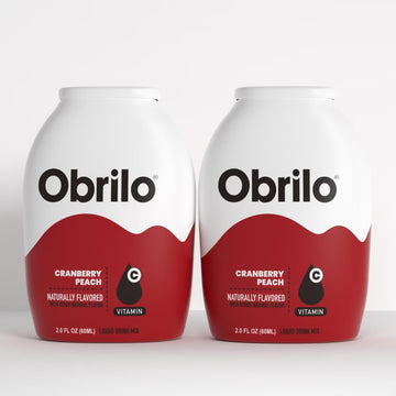 Obrilo Water Enhancer Liquid Flavoring Drops, Zero Sugar, Naturally Flavored, 2 Fl Oz (Pack of 2), Cranberry Peach