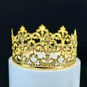 Vintage Princess Crown Cake Topper Decoration For Boys And Girls, Cake Decorations For Weddings (Gold 1)