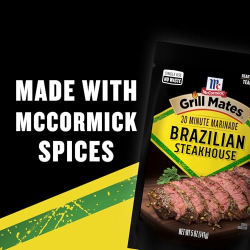 McCormick Grill Mates Marinade, Brazilian Steakhouse, 30 Minute Liquid Marinade, Single Use Pouch, No Waste, Exciting Brazilian-
