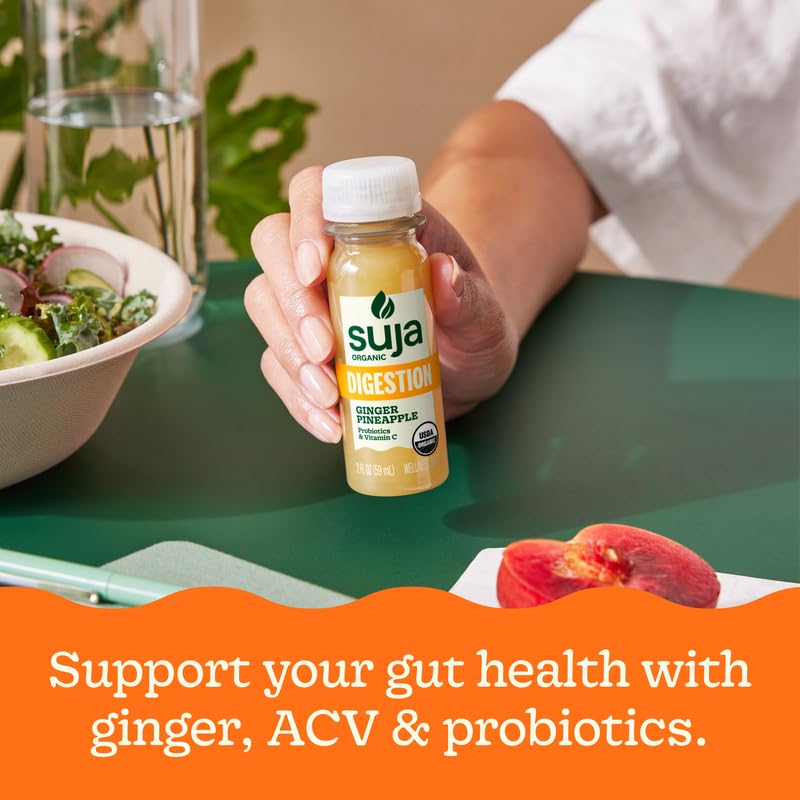 Suja Organic Digestion Shot - Cold-Pressed Juice with Probiotics, 1 Fl Oz (Pack of 20)