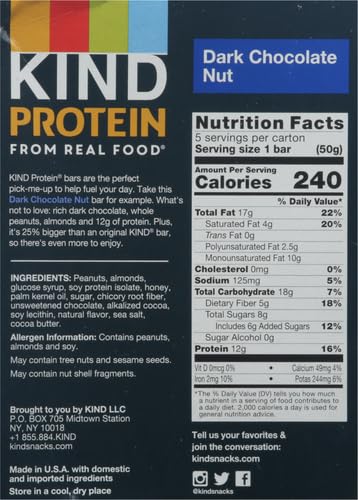 KIND Protein Bar, Dark Chocolate Nut, 1.76 oz (Pack of 5)