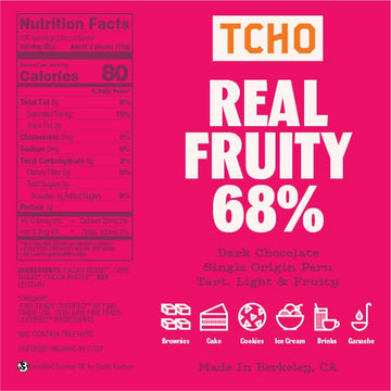Tcho Real Fruity 68% Dark Chocolate Baking Couvertures (6.6Lb Bag) | Organic & Fair Trade Certified | Non Gmo, Non-Dairy, Vegan,