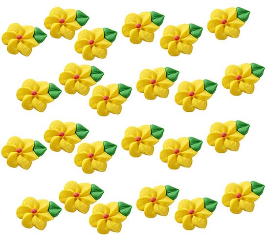 OCREME Royal Icing Sugar Flowers Set of 24 - 1/2 Inch Yellow Cake Decorations for Birthdays, Weddings, Baby Showers