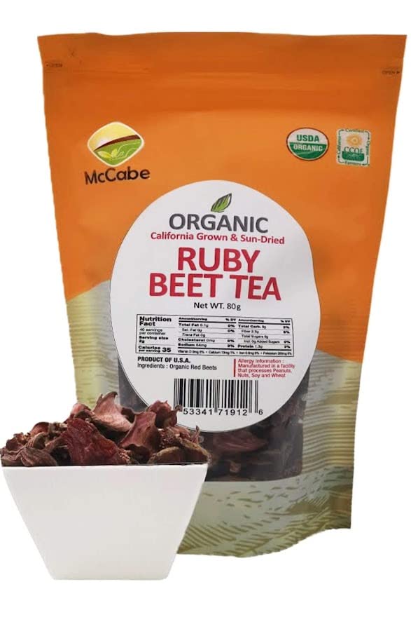McCabe Organic Sun-Dried Ruby Beet Tea, 80g (Pack of 2) - Rich in Fiber & Minerals, USDA Certified, Product of USA