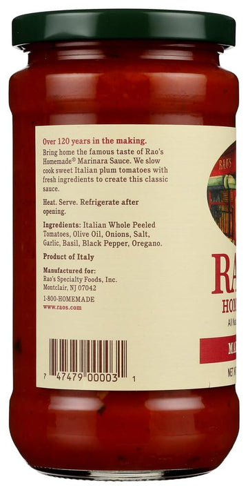 Raos Homemade Marinara Sauce, 15.5 Oz Jar, 6 Pack