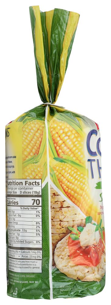 Real Foods Organic Corn Thins, Sesame Flavor, Gluten Free, 5.3 oz Bag, Pack of 12