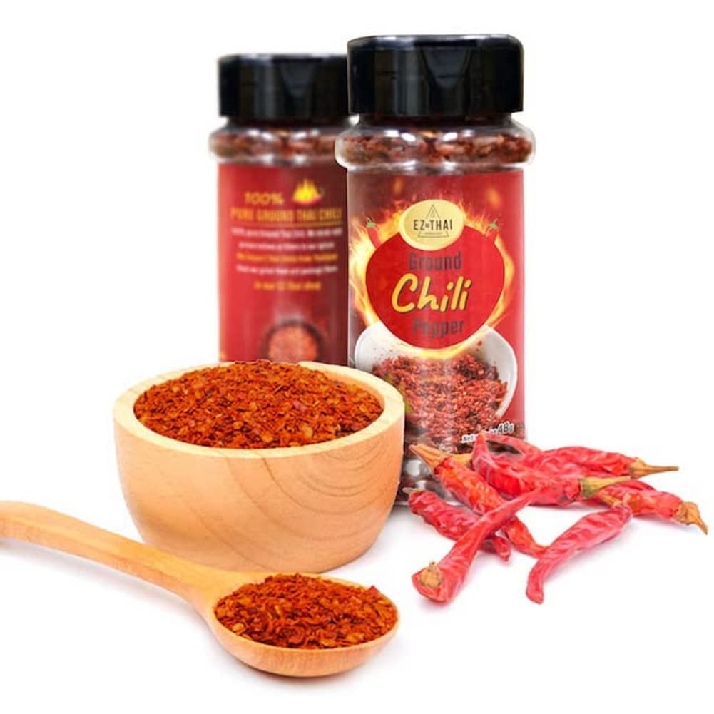 Ez Thai Red Chili Pepper Flakes 1 Pack 48 Gram Red Hot Chili Peppers Crushed For Tomyum, Pizza, Salads, Seafood, Chili Oil, Soup