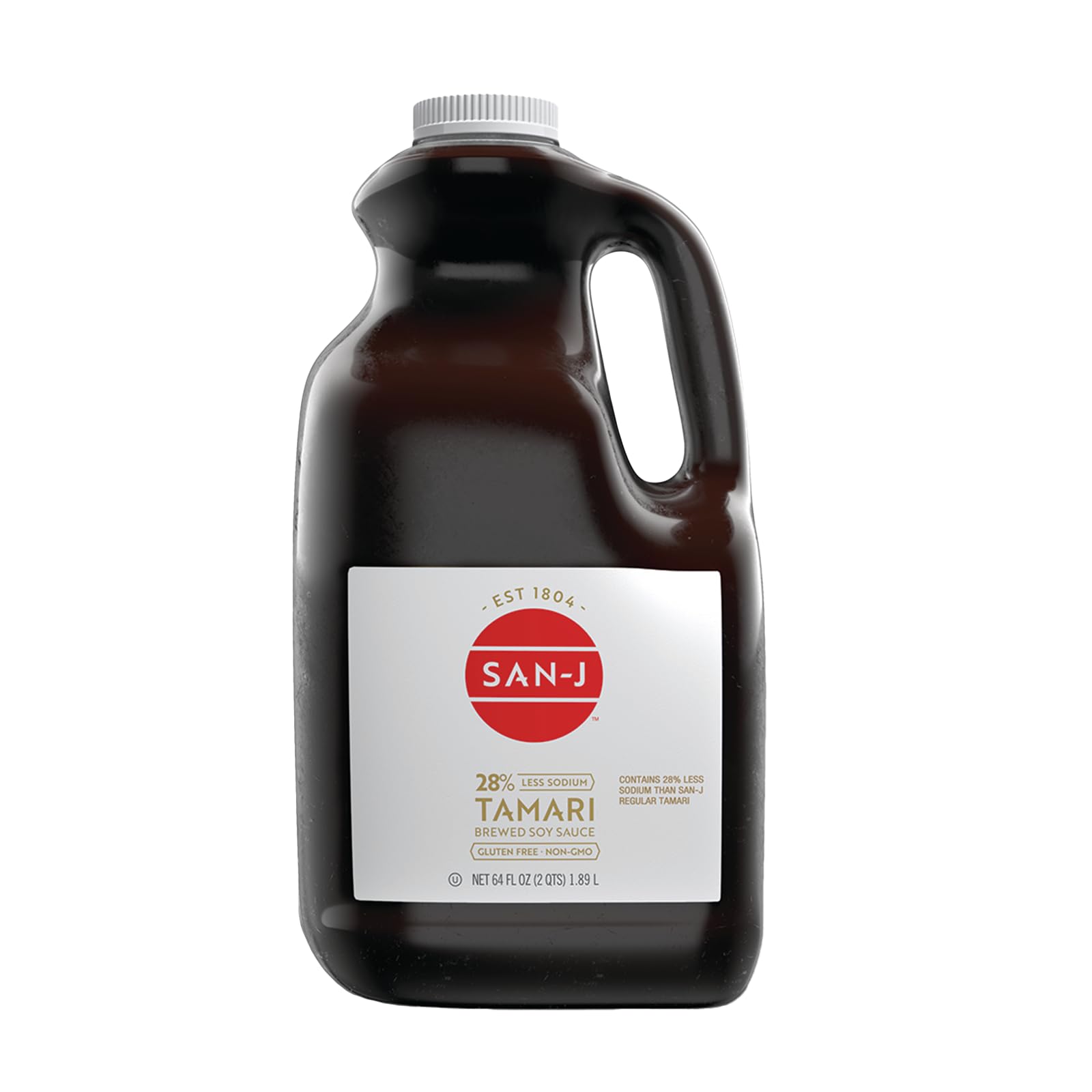 San-J - Gluten Free Tamari Soy Sauce with 28% Less Sodium - Specially Brewed - Made with 100% Soy - 64 oz. Container