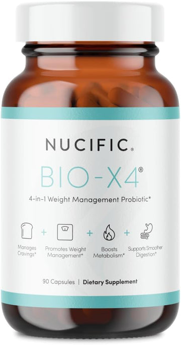 Nucific® Bio-X4 4-in-1 Weight Management Probiotic Supplement, 90 Count.