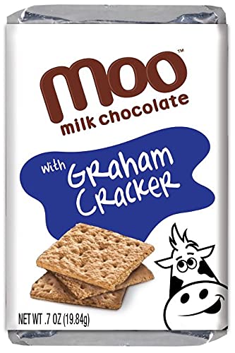 Moo Chocolates All Natural Milk Chocolate Mini Bars With Graham Cracker 0.7 Oz, 14 Ct (Pack Of 1) | 100 Calorie Snacks For On-Th