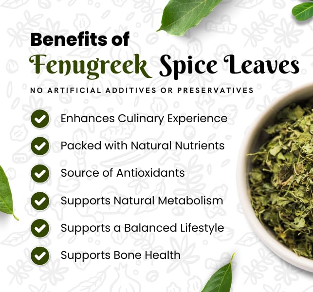 Raslok Dried Fenugreek Spice Leaves Herbs All Natural Kasoori Methi | 1Oz - 28Gm | Popular Seasoning Indian Spices| All Natural