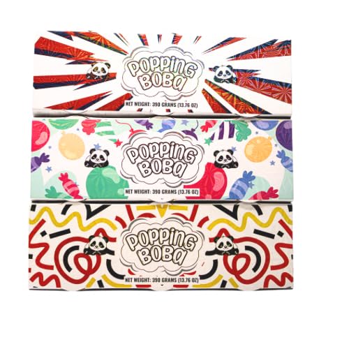 Panda Products Popping Boba Pearls - 3-Flavor Party Kit (Strawberry, Mango, Passion Fruit) - 390G Total - Bursting Boba For Bubb