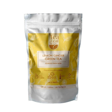 Tealeaf & Co. Lemon Ginger Green Tea with Ginger, Lemon Flavor, Orange Peel, Mint & Black Pepper - Organic Green Tea Bags with F