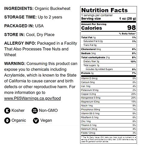 Food to Live Organic Buckwheat Kasha (Grechka, Toasted Whole Groats, Non-GMO, Kosher, Sirtfood, Bulk) by Food to Live - 4 Pounds