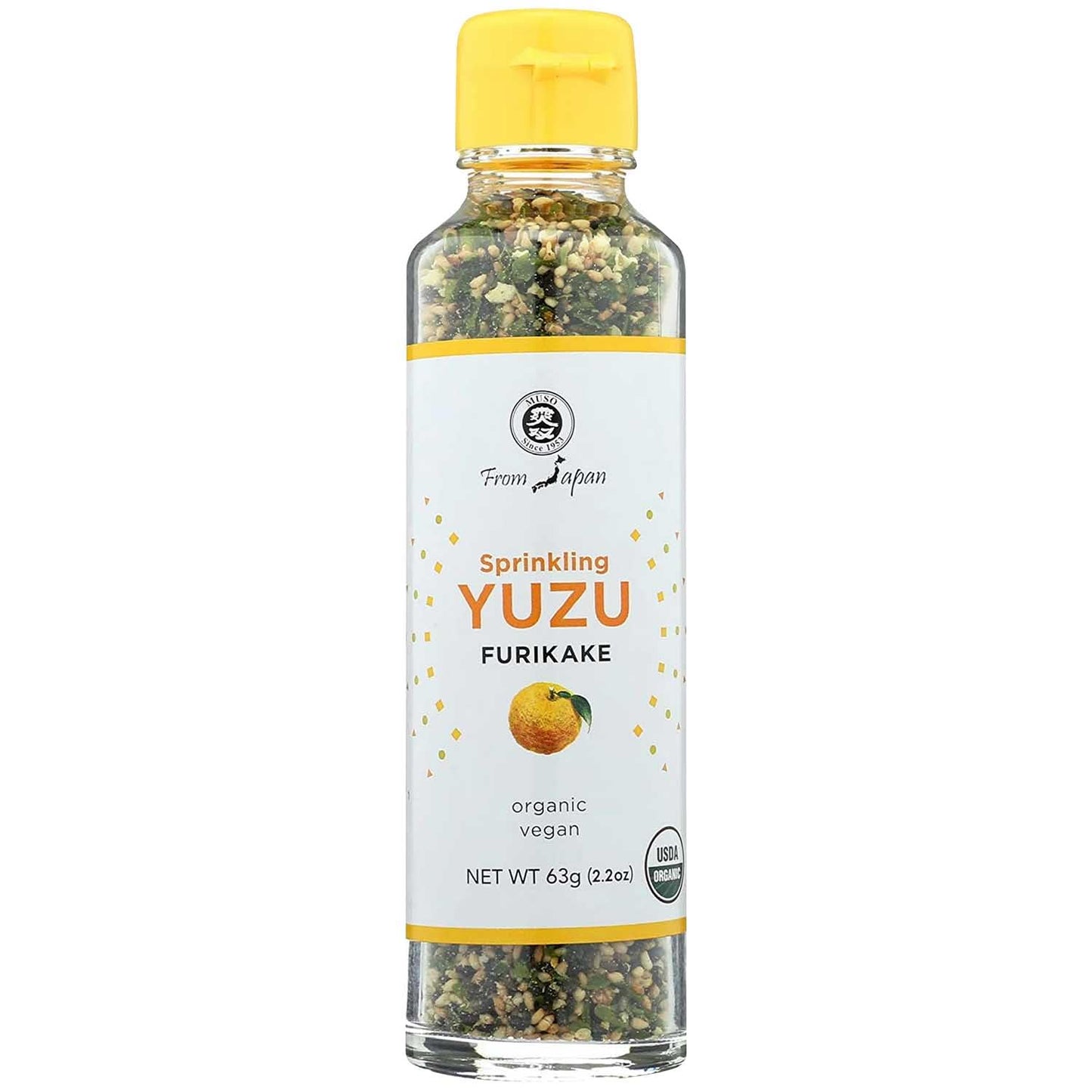 Muso From Japan Sprinkling Yuzu Furikake, No Additives, Vegan Friendly, USDA Certified Organic, 2.2 Ounce (Pack of 6)