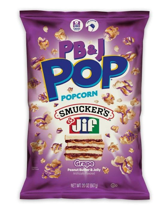 PB&J Pop Popcorn, Grape Peanut Butter and Jelly Flavored, 20 oz 1 Bag