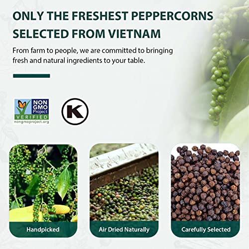 Soeos Black Peppercorns, 36oz (Pack of 2), Non-GMO, Kosher, Packed to Keep Peppers Fresh, Peppercorn for Grinder Refill, Whole P