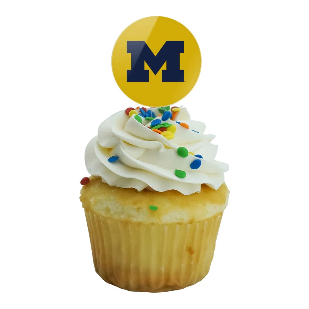 University Of Michigan Secondary Logo Cupcake Picks Toppers Decoration Set Of 6
