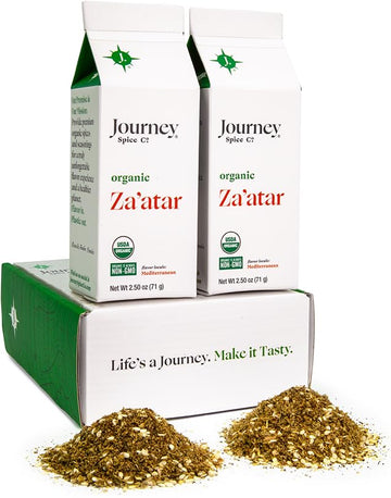 Gourmet Organic Zaatar Spice Blend Gift Set By Journey Spice Co. | Sumac, Sesame Seeds, Oregano, Marjoram, Hyssop | Salt-Free |