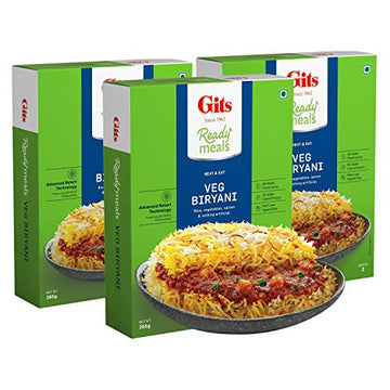 Gits Ready To Eat Veg Biryani 795G (Pack Of 3 X 265G Each)