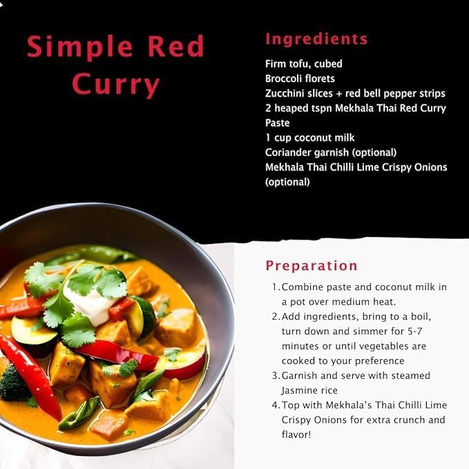 Mekhala Organic Thai Red Curry Paste. Vegan. Gluten-Free. No Added Sugar. Versatile. Hot (6X3.53Oz)