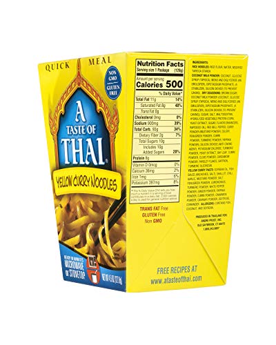 A Taste Of Thai Yellow Curry Noodles - 4.5Oz Pack Of 6 Heat & Eat Instant Noodles Flavored With Classic Thai Sauce | Gluten-Free