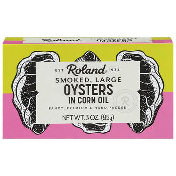 Roland Foods Premium Smoked Oysters in Oil, Wild Caught, 3 Oz Tin, Brown