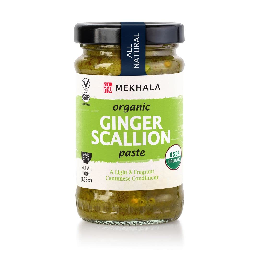 Mekhala Organic Gluten-Free Ginger Scallion Paste For Cooking| Asian Vegan Plant Based Sauce For Marinade, Stir Fry, Vegetables-