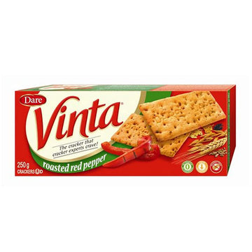 Vinta Roasted Red Pepper Crackers, Dare, 250g/9oz, 12-Pack {Imported from Canada}