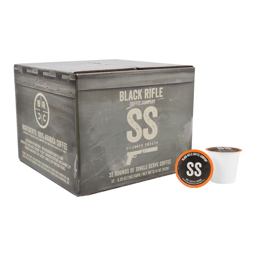 Black Rifle Coffee Company K Cups, Silencer Smooth, Light Roast, 50 Count, Compatible with Keurig 1.0 & 2.0