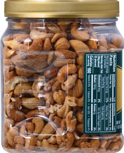 PLANTERS Whole Cashews, Sea Salt, Resealable Jar, Party Snacks, Plant-Based Protein, Quick Snack for Adults, After School Snack,