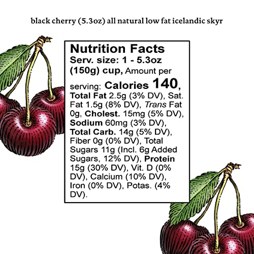 siggis 2% Icelandic Strained Lowfat Yogurt, Black Cherry, 5.3 oz., Single Serve Cup