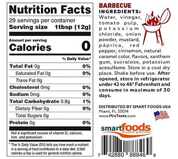 Mrs Taste Sugar Free BBQ, Zero Calories, Zero Sodium, Zero Sugar, High Fiber, Keto Friendly, Paleo Friendly, Condiments and Sauc