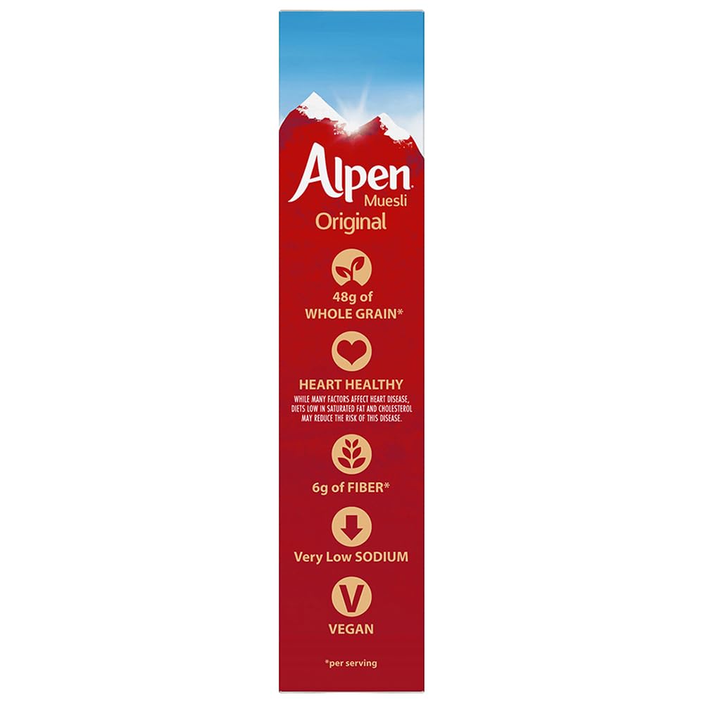 Alpen Muesli Original Cereal, Heart Healthy Cereal With Wheat Flakes, Rolled Oats, Nuts And Raisins, Non-Gmo Project Verified, 14 Oz Box (Pack Of 1)