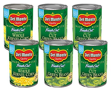 Del Monte Fresh Cut Canned Vegetables Variety Pack, Green Beans And Whole Kernel Corn, 6-Pack