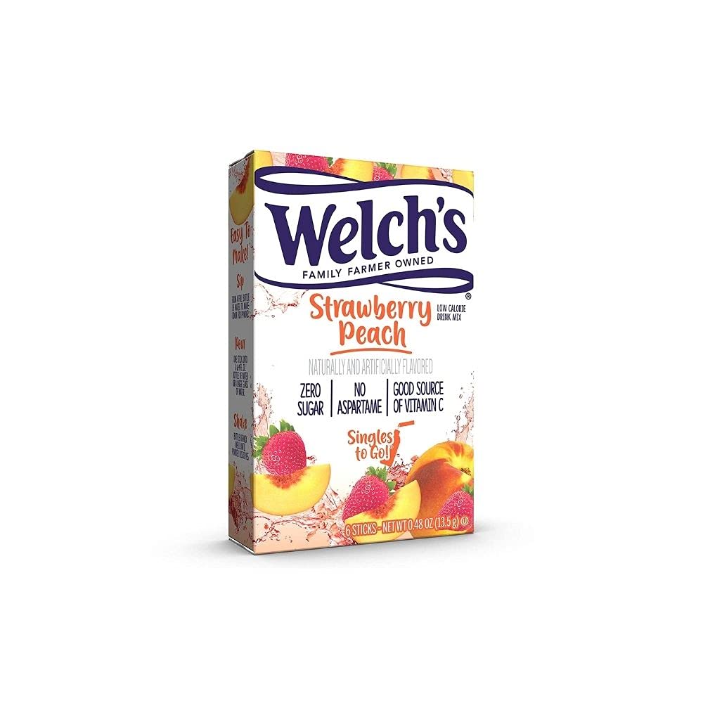 SINGLES TO GO! Welchs Variety Pack - Strawberry Peach, Cherry Pomegranate & G , 0.46 Ounce (Pack of 6)