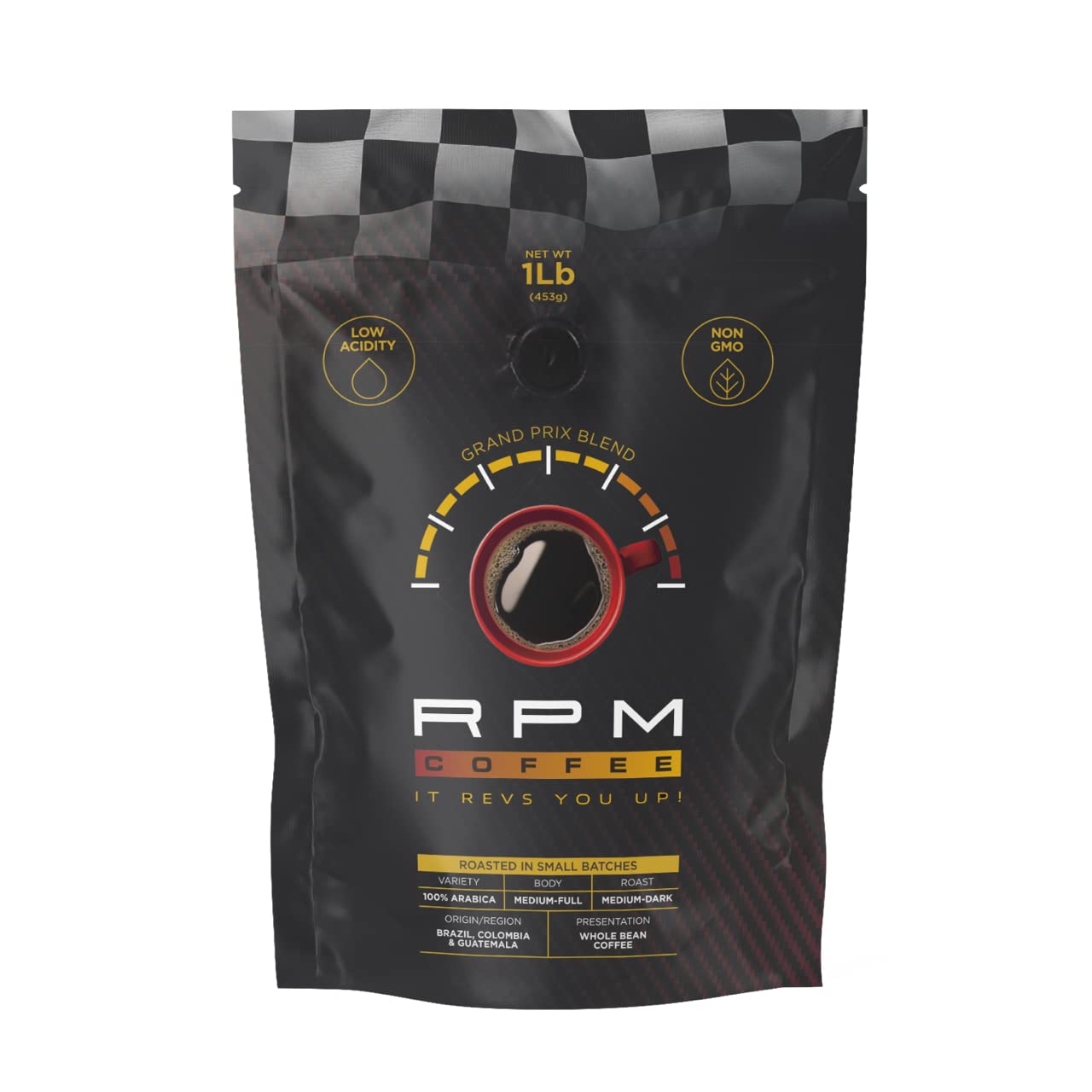 RPM Coffee Grand Prix Premium Coffee, Medium-Dark Roast, 100% Arabica, 16 Ounce, Low Acidity