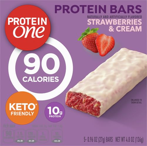 Protein One 90 Calorie Protein Bars, Strawberries And Cream, Keto Friendly, 5 Ct, 4.8 Oz