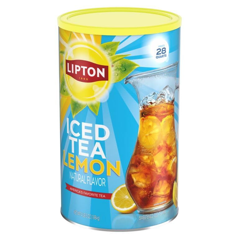 Lipton Iced Tea Mix, Lemon Sweetened Iced Tea, Makes 28 Quarts (Pack of 2)