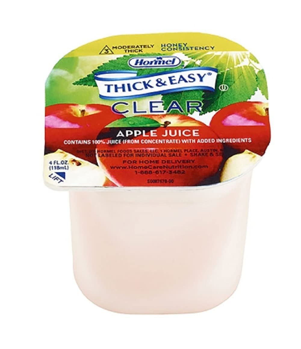 Hormel Thick And Easy Apple Juice Honey Consistency, Pack Of 24, 4 Oz Each With Easy-Peel Foil Barrier, Rda Requirement For Vitamin C