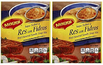 MAGGI Sopa Sabor a Res con Fideos 2 PACK 60 gr. | Beef Flavored Noodle Soup Mix 2.11 oz each.