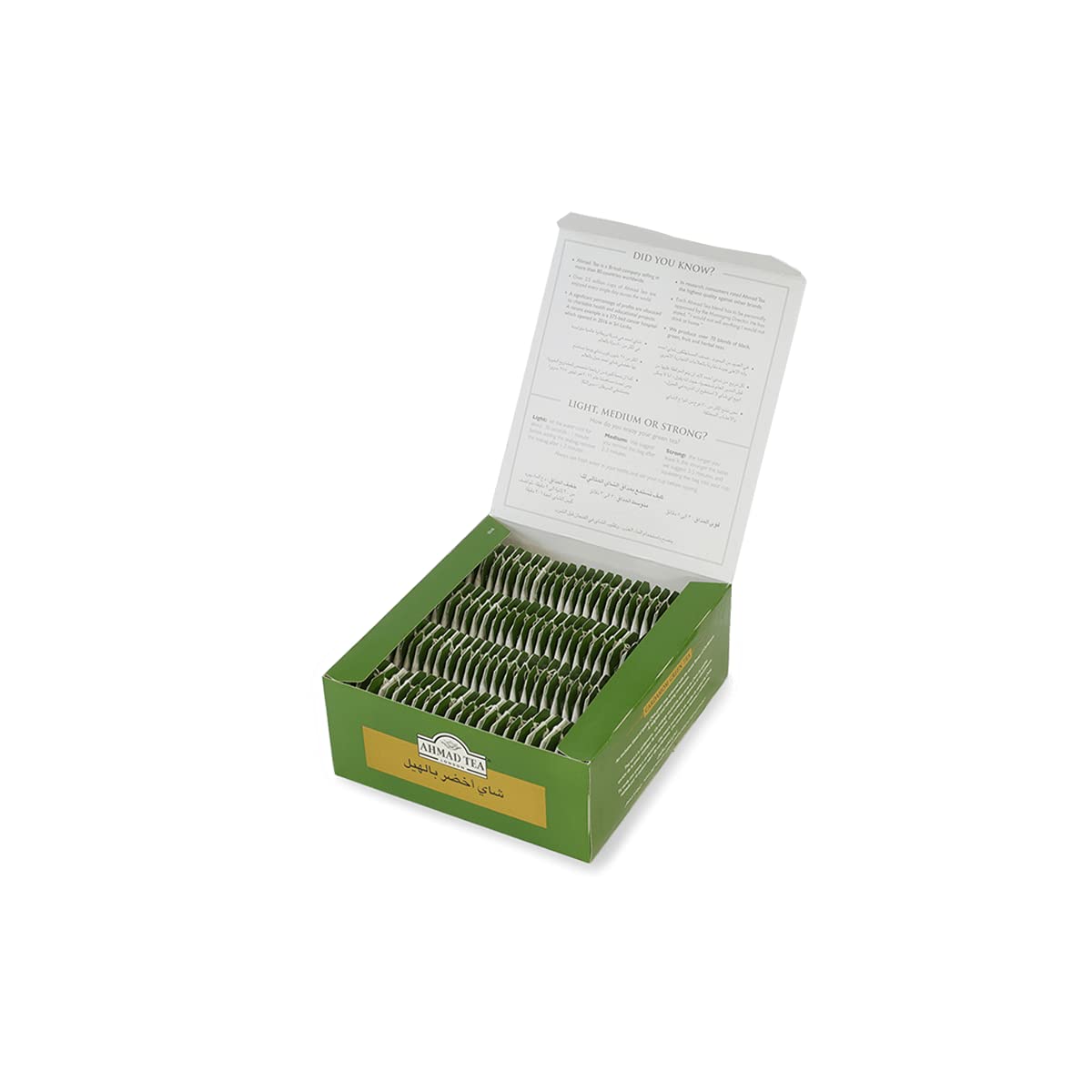 Ahmad Tea Green Tea Teabags, Cardamom Flavor, 100 Count, Caffeinated, Sugar-Free, Model 1752