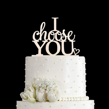 I Choose You Wedding Cake Topper For Wedding/Engagement/Marriage Party Decorations, Mirror Silver Acrylic