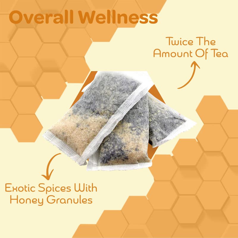 True Honey Chai Tea Bags - Providing Herbal Wellness - All Natural Organic Cinnamon, Clove, Coriander, Anise And Fennel Black -