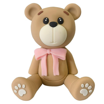 3D Bear Cake Toppers Bear Cake Decorations For Boy Girl Baby Shower Birthday Party Supplies (Pink)