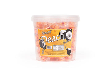 Stewart Old Fashioned Peach Flavored Pure Sugar Candy Puff Balls - Individually Wrapped Candy Snack, Fat-Free, Cholesterol-Free, Gluten-Free, Made In The Usa - 27Oz Tub