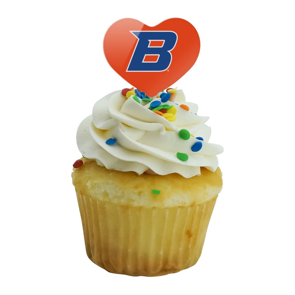 GRAPHICS & MORE Cupcake Picks Set of 6, Acrylic, Boise State University Heart Logo, Model CUPT.HRT.ACR.6PK.CLCBSU500B