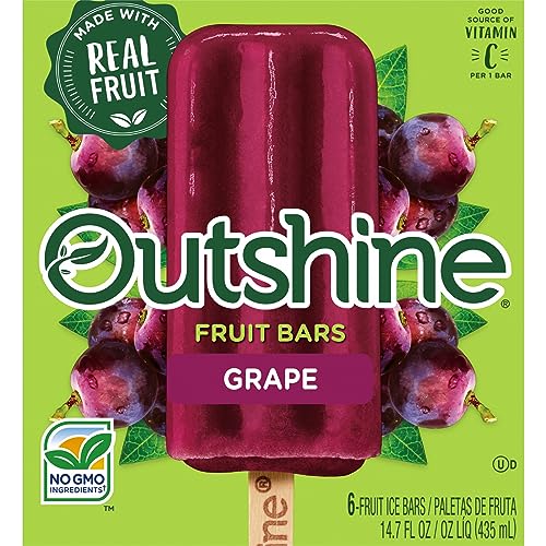 OUTSHINE Grape Frozen Fruit Bars, Gluten Free, Non GMO, Ice-Cream, 14.7 Fl Oz, 6 Count