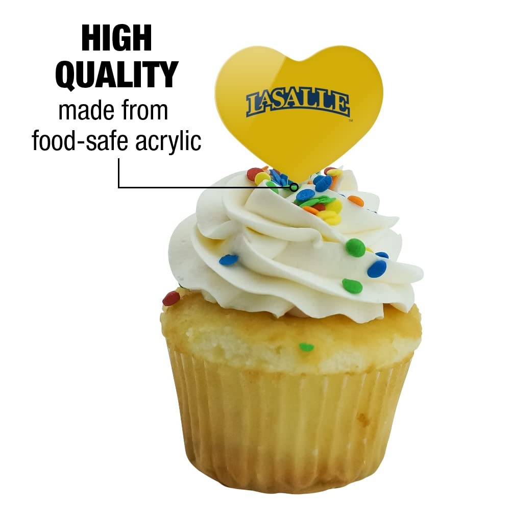 GRAPHICS & MORE Cupcake Picks Set of 6 - Acrylic Heart Love Toppers for La Salle University