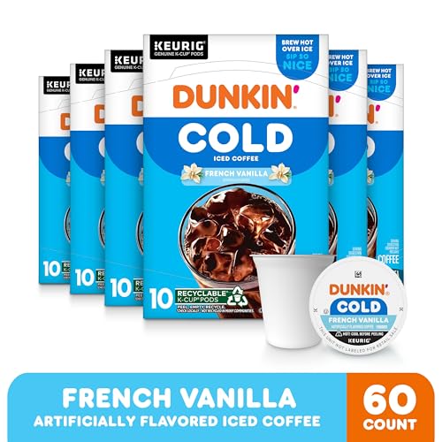 Dunkin Cold French Vanilla Flavored Coffee, 60 Keurig K-Cups